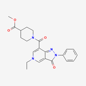 molecular formula C22H24N4O4 B2660928 methyl 1-(5-ethyl-3-oxo-2-phenyl-3,5-dihydro-2H-pyrazolo[4,3-c]pyridine-7-carbonyl)piperidine-4-carboxylate CAS No. 921833-15-0