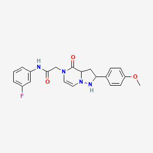 molecular formula C21H17FN4O3 B2660929 N-(3-fluorophenyl)-2-[2-(4-methoxyphenyl)-4-oxo-1,2,3,3a-tetrahydropyrazolo[1,5-a]pyrazin-5-yl]acetamide CAS No. 1004081-51-9