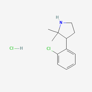 molecular formula C12H17Cl2N B2660935 3-(2-Chlorophenyl)-2,2-dimethylpyrrolidine hydrochloride CAS No. 2094419-41-5