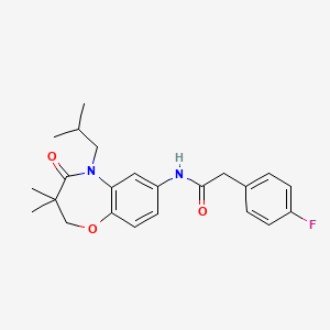 molecular formula C23H27FN2O3 B2660943 2-(4-fluorophenyl)-N-(5-isobutyl-3,3-dimethyl-4-oxo-2,3,4,5-tetrahydrobenzo[b][1,4]oxazepin-7-yl)acetamide CAS No. 921565-61-9