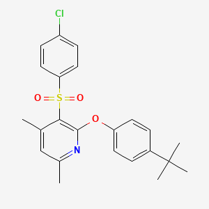 molecular formula C23H24ClNO3S B2660945 2-[4-(Tert-butyl)phenoxy]-4,6-dimethyl-3-pyridinyl 4-chlorophenyl sulfone CAS No. 478245-25-9