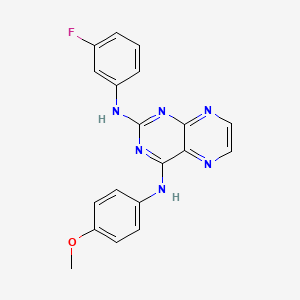 molecular formula C19H15FN6O B2660958 N2-(3-fluorophenyl)-N4-(4-methoxyphenyl)pteridine-2,4-diamine CAS No. 946289-75-4