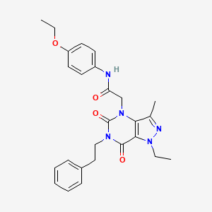 molecular formula C26H29N5O4 B2661069 N-(4-ethoxyphenyl)-2-(1-ethyl-3-methyl-5,7-dioxo-6-phenethyl-6,7-dihydro-1H-pyrazolo[4,3-d]pyrimidin-4(5H)-yl)acetamide CAS No. 1216812-04-2