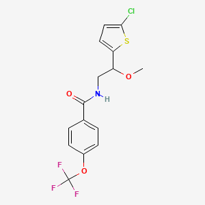 molecular formula C15H13ClF3NO3S B2661095 N-[2-(5-chlorothiophen-2-yl)-2-methoxyethyl]-4-(trifluoromethoxy)benzamide CAS No. 2034403-48-8