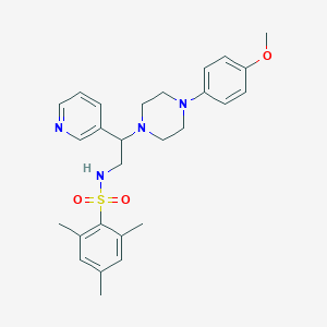 molecular formula C27H34N4O3S B2661132 N-(2-(4-(4-methoxyphenyl)piperazin-1-yl)-2-(pyridin-3-yl)ethyl)-2,4,6-trimethylbenzenesulfonamide CAS No. 863558-87-6