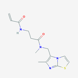 molecular formula C14H18N4O2S B2661137 N-Methyl-N-[(6-methylimidazo[2,1-b][1,3]thiazol-5-yl)methyl]-3-(prop-2-enoylamino)propanamide CAS No. 2199696-37-0