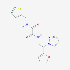 molecular formula C16H16N4O3S B2661184 N-[2-(furan-2-yl)-2-(1H-pyrazol-1-yl)ethyl]-N'-[(thiophen-2-yl)methyl]ethanediamide CAS No. 2034594-17-5