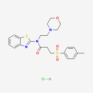 molecular formula C23H28ClN3O4S2 B2661189 N-(benzo[d]thiazol-2-yl)-N-(2-morpholinoethyl)-3-tosylpropanamide hydrochloride CAS No. 1177707-03-7
