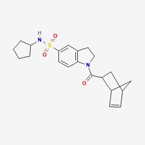 molecular formula C21H26N2O3S B2661307 Bicyclo[2.2.1]hept-5-en-2-yl 5-[(cyclopentylamino)sulfonyl]indolinyl ketone CAS No. 1005101-99-4