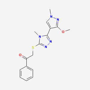 2-((5-(3-methoxy-1-methyl-1H-pyrazol-4-yl)-4-methyl-4H-1,2,4-triazol-3-yl)thio)-1-phenylethanone