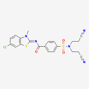 4-[bis(2-cyanoethyl)sulfamoyl]-N-(6-chloro-3-methyl-1,3-benzothiazol-2-ylidene)benzamide