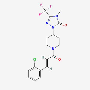 molecular formula C18H18ClF3N4O2 B2661374 (E)-1-(1-(3-(2-chlorophenyl)acryloyl)piperidin-4-yl)-4-methyl-3-(trifluoromethyl)-1H-1,2,4-triazol-5(4H)-one CAS No. 2034996-83-1
