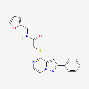 molecular formula C19H16N4O2S B2661432 N-[(FURAN-2-YL)METHYL]-2-({2-PHENYLPYRAZOLO[1,5-A]PYRAZIN-4-YL}SULFANYL)ACETAMIDE CAS No. 1223943-10-9