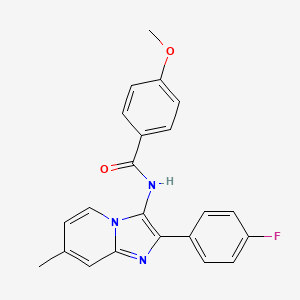 molecular formula C22H18FN3O2 B2661441 N-[2-(4-fluorophenyl)-7-methylimidazo[1,2-a]pyridin-3-yl]-4-methoxybenzamide CAS No. 850930-97-1