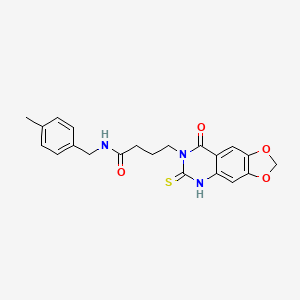 molecular formula C21H21N3O4S B2661468 N-[(4-methylphenyl)methyl]-4-{8-oxo-6-sulfanylidene-2H,5H,6H,7H,8H-[1,3]dioxolo[4,5-g]quinazolin-7-yl}butanamide CAS No. 688054-49-1