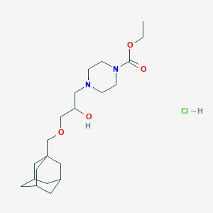molecular formula C21H37ClN2O4 B2661489 Ethyl 4-{3-[(adamantan-1-yl)methoxy]-2-hydroxypropyl}piperazine-1-carboxylate hydrochloride CAS No. 1185175-63-6