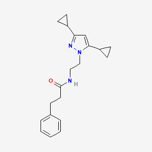 molecular formula C20H25N3O B2661502 N-(2-(3,5-dicyclopropyl-1H-pyrazol-1-yl)ethyl)-3-phenylpropanamide CAS No. 1797328-15-4