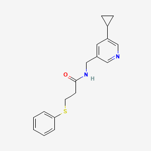 molecular formula C18H20N2OS B2661527 N-[(5-cyclopropylpyridin-3-yl)methyl]-3-(phenylsulfanyl)propanamide CAS No. 2034205-61-1