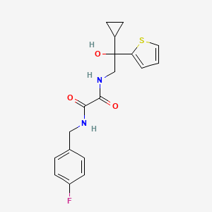 molecular formula C18H19FN2O3S B2661528 N-[2-cyclopropyl-2-hydroxy-2-(thiophen-2-yl)ethyl]-N'-[(4-fluorophenyl)methyl]ethanediamide CAS No. 1396887-83-4