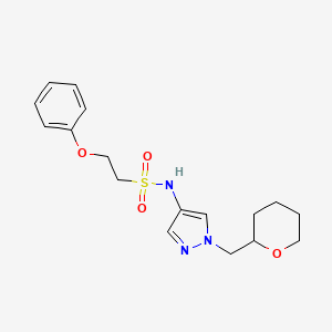 molecular formula C17H23N3O4S B2661531 N-{1-[(oxan-2-yl)methyl]-1H-pyrazol-4-yl}-2-phenoxyethane-1-sulfonamide CAS No. 2034374-93-9