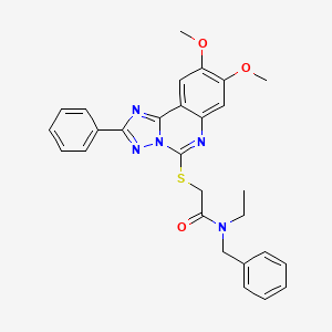 molecular formula C28H27N5O3S B2661537 N-BENZYL-2-({8,9-DIMETHOXY-2-PHENYL-[1,2,4]TRIAZOLO[1,5-C]QUINAZOLIN-5-YL}SULFANYL)-N-ETHYLACETAMIDE CAS No. 902433-36-7