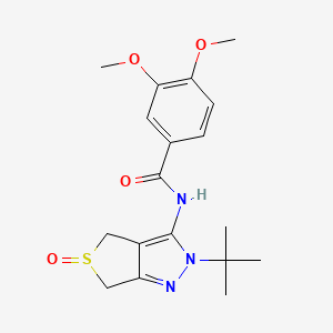 molecular formula C18H23N3O4S B2661545 N-{2-tert-butyl-5-oxo-2H,4H,6H-5lambda4-thieno[3,4-c]pyrazol-3-yl}-3,4-dimethoxybenzamide CAS No. 1008930-32-2