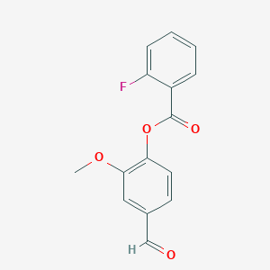 molecular formula C15H11FO4 B2661663 4-Formyl-2-methoxyphenyl 2-fluorobenzoate CAS No. 380193-74-8
