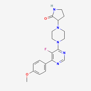 B2661693 3-[4-[5-Fluoro-6-(4-methoxyphenyl)pyrimidin-4-yl]piperazin-1-yl]pyrrolidin-2-one CAS No. 2379951-02-5