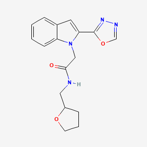 2-(2-(1,3,4-oxadiazol-2-yl)-1H-indol-1-yl)-N-((tetrahydrofuran-2-yl)methyl)acetamide