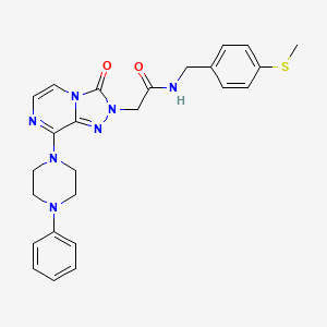 molecular formula C25H27N7O2S B2661757 N-{[4-(methylsulfanyl)phenyl]methyl}-2-[3-oxo-8-(4-phenylpiperazin-1-yl)-2H,3H-[1,2,4]triazolo[4,3-a]pyrazin-2-yl]acetamide CAS No. 1251682-60-6