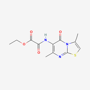 molecular formula C12H13N3O4S B2661774 ethyl ({3,7-dimethyl-5-oxo-5H-[1,3]thiazolo[3,2-a]pyrimidin-6-yl}carbamoyl)formate CAS No. 946305-38-0
