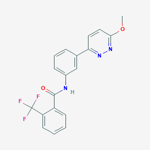 molecular formula C19H14F3N3O2 B2661791 N-[3-(6-methoxypyridazin-3-yl)phenyl]-2-(trifluoromethyl)benzamide CAS No. 922589-69-3