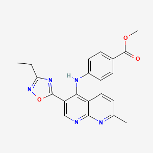 molecular formula C21H19N5O3 B2661816 Methyl 4-{[3-(3-ethyl-1,2,4-oxadiazol-5-yl)-7-methyl-1,8-naphthyridin-4-yl]amino}benzoate CAS No. 1251626-58-0