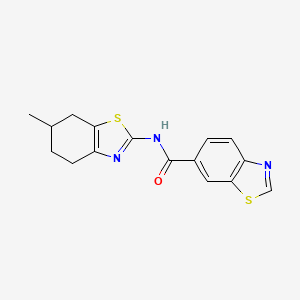 molecular formula C16H15N3OS2 B2661835 N-(6-methyl-4,5,6,7-tetrahydro-1,3-benzothiazol-2-yl)-1,3-benzothiazole-6-carboxamide CAS No. 681167-23-7