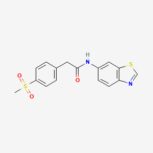 molecular formula C16H14N2O3S2 B2661839 N-(1,3-benzothiazol-6-yl)-2-(4-methanesulfonylphenyl)acetamide CAS No. 955537-33-4