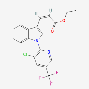 molecular formula C19H14ClF3N2O2 B2661845 ethyl 3-{1-[3-chloro-5-(trifluoromethyl)-2-pyridinyl]-1H-indol-3-yl}acrylate CAS No. 338410-03-0