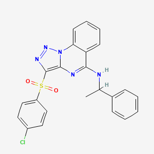 B2661889 3-[(4-chlorophenyl)sulfonyl]-N-(1-phenylethyl)[1,2,3]triazolo[1,5-a]quinazolin-5-amine CAS No. 872197-08-5