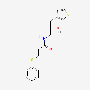 molecular formula C17H21NO2S2 B2661976 N-{2-hydroxy-2-[(thiophen-3-yl)methyl]propyl}-3-(phenylsulfanyl)propanamide CAS No. 2320722-03-8