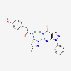 B2662020 2-(4-methoxyphenyl)-N-(3-methyl-1-(4-oxo-1-phenyl-4,5-dihydro-1H-pyrazolo[3,4-d]pyrimidin-6-yl)-1H-pyrazol-5-yl)acetamide CAS No. 1019097-96-1