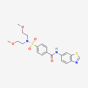 molecular formula C20H23N3O5S2 B2662042 N-(1,3-benzothiazol-6-yl)-4-[bis(2-methoxyethyl)sulfamoyl]benzamide CAS No. 941924-61-4