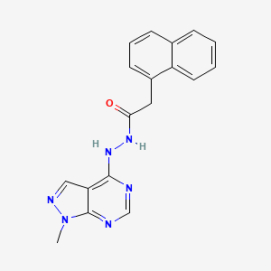 molecular formula C18H16N6O B2662043 N'-(1-methyl-4-pyrazolo[3,4-d]pyrimidinyl)-2-(1-naphthalenyl)acetohydrazide CAS No. 869073-32-5