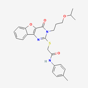 2-((3-(3-isopropoxypropyl)-4-oxo-3,4-dihydrobenzofuro[3,2-d]pyrimidin-2-yl)thio)-N-(p-tolyl)acetamide