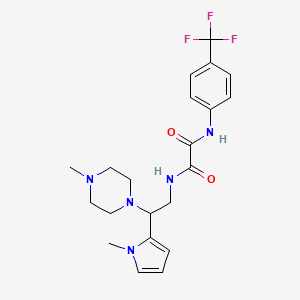 molecular formula C21H26F3N5O2 B2662098 N-[2-(1-methyl-1H-pyrrol-2-yl)-2-(4-methylpiperazin-1-yl)ethyl]-N'-[4-(trifluoromethyl)phenyl]ethanediamide CAS No. 1049483-09-1