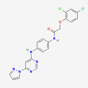 molecular formula C21H16Cl2N6O2 B2662130 N-(4-((6-(1H-pyrazol-1-yl)pyrimidin-4-yl)amino)phenyl)-2-(2,4-dichlorophenoxy)acetamide CAS No. 1171405-98-3
