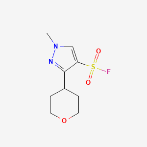 molecular formula C9H13FN2O3S B2662133 1-Methyl-3-(oxan-4-yl)pyrazole-4-sulfonyl fluoride CAS No. 2228396-22-1