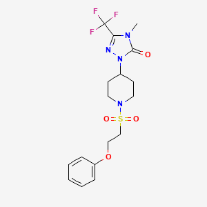 molecular formula C17H21F3N4O4S B2662136 4-methyl-1-(1-((2-phenoxyethyl)sulfonyl)piperidin-4-yl)-3-(trifluoromethyl)-1H-1,2,4-triazol-5(4H)-one CAS No. 2034330-53-3