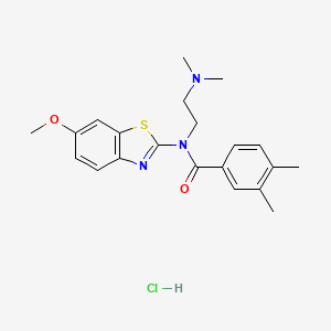molecular formula C21H26ClN3O2S B2662139 N-(2-(dimethylamino)ethyl)-N-(6-methoxybenzo[d]thiazol-2-yl)-3,4-dimethylbenzamide hydrochloride CAS No. 1321933-99-6