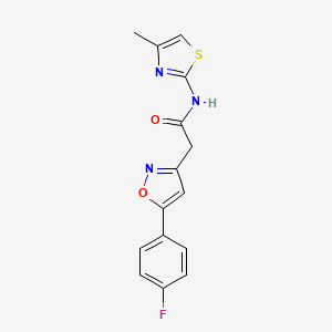 molecular formula C15H12FN3O2S B2662141 2-(5-(4-fluorophenyl)isoxazol-3-yl)-N-(4-methylthiazol-2-yl)acetamide CAS No. 953137-49-0
