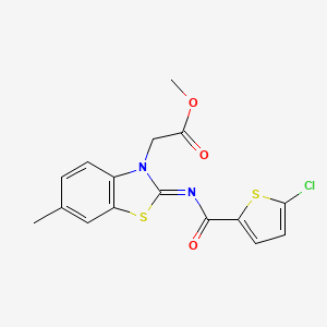 molecular formula C16H13ClN2O3S2 B2662142 (Z)-methyl 2-(2-((5-chlorothiophene-2-carbonyl)imino)-6-methylbenzo[d]thiazol-3(2H)-yl)acetate CAS No. 1164490-38-3