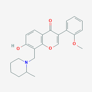 molecular formula C23H25NO4 B2662148 7-Hydroxy-3-(2-methoxy-phenyl)-8-(2-methyl-piperidin-1-ylmethyl)-chromen-4-one CAS No. 303121-38-2